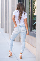 KanCan Jeans   KanCan Comfort Stretch  Color: Light Blue Wash Cut: Ankle Skinny, 27" Inseam* Rise: High-Rise, 10" Front Rise* 94% COTTON , 5% POLYESTER , 1% SPANDEX Stitching: Classic Fly: Zipper  Style #: KC9285L Contact us for any additional measurements or sizing.  *Measured on the smallest size, measurements may vary by size.  