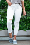 KanCan Jeans Color: White Cut: Skinny, 26" Inseam* Rise: Mid-Rise, 8.5" Front Rise* 94.8% COTTON, 4% T400 POLYESTER, 1.2% SPANDEX Stitching: Classic Fly: Zipper Style #: KC7318WT Contact us for any additional measurements or sizing.  *Measured on the smallest size, measurements may vary by size. 