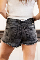 High Rise Shorts By KanCan  Collection: Spring 2021 Fray Hem Shorts High Rise waist, 11" Front Rise High Shorts, 3" Inseam Dark Grey Stitching: Classic Fly: Zip Fly Style #: KC6321GR-N Contact us for any additional measurements or sizing.