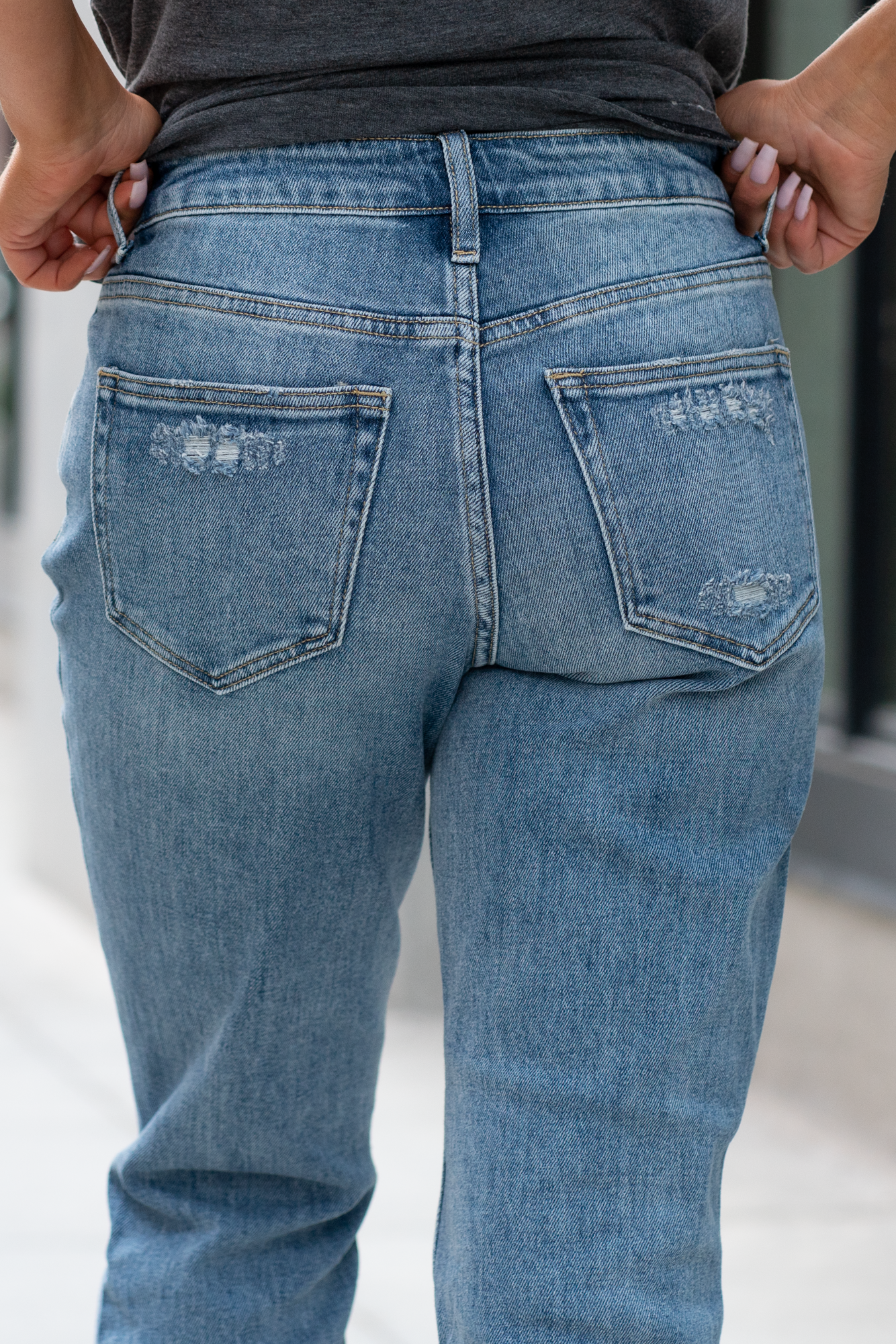 VERVET by Flying Monkey Jeans  These comfortable boyfriends have a cuffed hem and ripped legs. Pair with a white tee and sandals this season for a casual look. Boyfriend, 26" Inseam  Ripped Destroyed Hem Legs Rise: High Rise, 10" Front Rise 92%COTTON, 6%POLYESTER, 2%SPANDEX Machine Wash Separately In Cold Water Stitching: Classic Fly: Zipper Style #: V2116 Contact us for any additional measurements or sizing.  *Measured on the smallest size, measurements may vary by size.