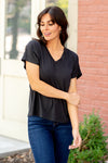 Thread & Supply  This classic V-neck tee is a forever favorite you'll be asking for in every color. Designed in a light and airy silhouette, and our signature soft fabric, this top is bound to keep you cool this season  Color: Graphite Neckline: V-Neck Sleeve: Short Sleeve 89% Polyester 11% Spandex Style #: T1502LZMTS-GY021 Contact us for any additional measurements or sizing. 