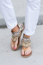 Strappy Sandal by Very G  These iconic boutique sandals from Very G are must-have! Wear all spring/summer to add a little sass to your wardrobe.  Style Name: Rock With Me Color: Tan Cream Cushioned Footbed Durable Textured Outsole   Style #: VGSA0196-TanCream Contact us for any additional measurements or sizing. 