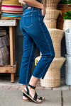 Judy Blue  Don't be afraid to wear high-waisted jeans, especially these straight fits! Loose around your ankles but fitted on your waist, they will be your everyday jeans.   Color: Dark Blue Cut: Cropped Straight, 26" Inseam* Rise: High Rise, 10.75" Front Rise*  Machine Wash Separately In Cold Water Stitching: Classic  Material: 94% COTTON,5% POLYESTER,1% SPANDEX Fly: Zipper Fly Style #: JB88375 , 88375