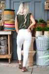 KanCan Jeans  Style Name: Amanda  Color: White Cut: Super Skinny, 29.5" Inseam*  Rise: High Rise, 9.5" Front Rise*  Material: COTTON 68.5% POLYESTER 23.3% RAYON 7% SPANDEX 1.2% Machine Wash Separately In Cold Water Stitching: Classic Fly: Zipper Style #: KC7112WT Contact us for any additional measurements or sizing.   *Measured on the smallest size, measurements may vary by size. 