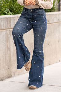 Judy Blue Color: Dark Wash Cut: Flare Bell Bottoms, 34" Inseam* Rise: High Rise, 10" Front Rise*  92% COTTON,7% POLYESTER,1% SPANDEX Machine Wash Separately In Cold Water Stitching: Classic Fly: Zipper Style #: JB88376 , 88376  Contact us for any additional measurements or sizing.   *Measured on the smallest size, measurements may vary by size.