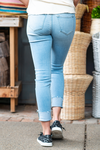 KanCan Jeans   KanCan Comfort Stretch  Color: Light Blue Wash Cut: Ankle Skinny, 27" Inseam* Rise: High-Rise, 9.5" Front Rise* 95% COTTON , 4% POLYESTER , 1% LYCRA Stitching: Classic Fly: Zipper  Style #: KC8563L Contact us for any additional measurements or sizing.  *Measured on the smallest size, measurements may vary by size. 