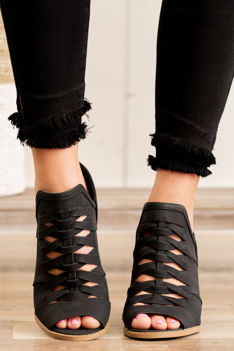 Shoes | Size 75 Black Leather Sandals High Heel Zipper Back | Poshmark