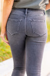 KanCan Jeans Color: Dark Grey Ankle Skinny, 27" Inseam* High Rise, 9.75" Front Rise* Ripped Distressed Ankles COTTON 94.7% POLYESTER 4% SPANDEX 1.3% Fly: Zipper Style #: KC7274LG Contact us for any additional measurements or sizing.  *Measured on the smallest size, measurements may vary by size.  