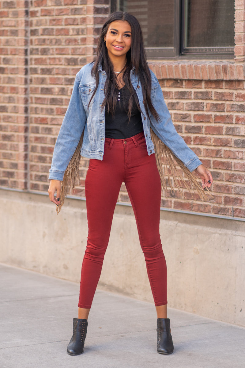Judy Blue High Rise Red Tummy Control Top Skinny Jeans