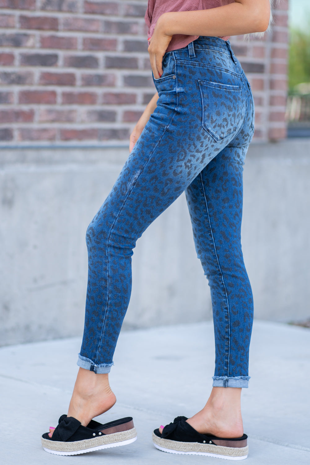 KanCan Jeans | High Waisted Leopard Print Cuffed Hem Ankle Skinny ...