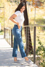 VERVET by Flying Monkey Jeans Collection: Fall 2020 Name: Zoom Straight, 26" Inseam Rise: High Rise, 10" Front Rise 49.6% COTTON, 31.3% RAYON, 9.8% POLYESTER, 7.5% T400, 1.8% SPANDEX Machine Wash Separately In Cold Water Stitching: Classic Fly: Zipper Style #: VT1194 Contact us for any additional measurements or sizing.  Chloe is 5’8" and 130 pounds. She wears a size 26 in jeans, a small top and 8.5 in shoes. She is wearing a 26/3 in these jeans.