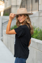 Zutter  This top spoke to you, now tell everyone else. You are a cowgirl at heart.  Collection: Fall 2020 Color: Black Neckline: Round Sleeve: Short Material: 50% Modal 50% Cotton Style #: F425-0139 Contact us for any additional measurements or sizing.  Taylor is 5'7" and wears a size 3 in jeans, small top and an 8.5 in shoes. She is wearing a size small in this tee.