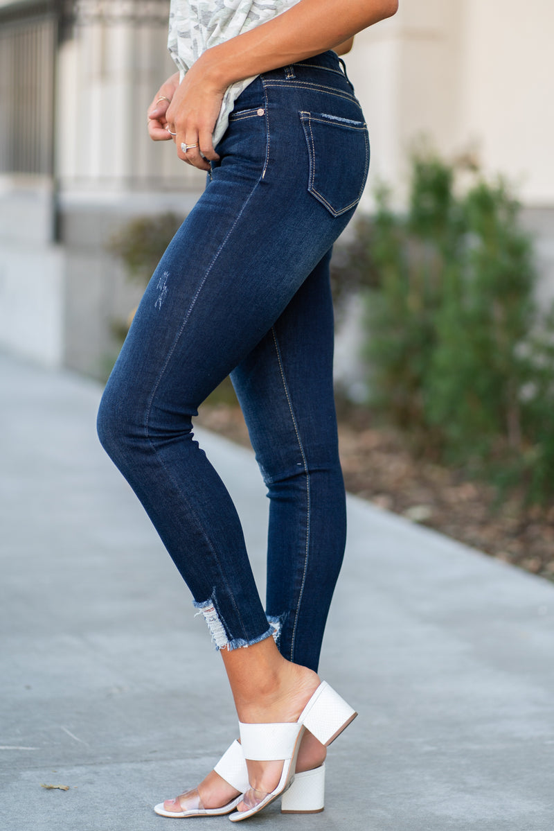 Nature Denim Jeans | Ripped Ankle Mid Rise Skinny Jeans NT1229D ...