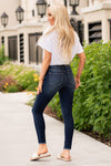 KanCan Jeans Color: Dark Wash Fray Hem Cut: Skinny, 27" Inseam Rise: High-Rise, 10" Front Rise COTTON 94.9% POLYESTER 3.8% SPANDEX 1.3% Stitching: Classic Fly: Exposed Button Fly  Style #: KC7317D Contact us for any additional measurements or sizing.  Haley wears a size small top, a 1 in jeans and a small in tops. She is wearing a size 24/1 in these jeans.